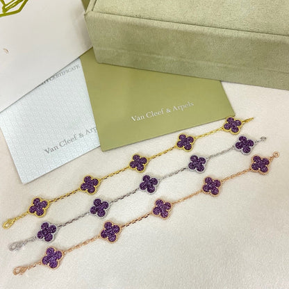 [⭐Sparkve]NEW PURPLE SAND-GOLD FOUR-LEAF CLOVER 5-FLOWER BRACELET