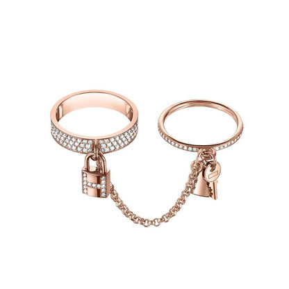 [⭐Sparkve]HM KELLY CLOCHETTE DOUBLE RING IN  WITH DIAMONDS