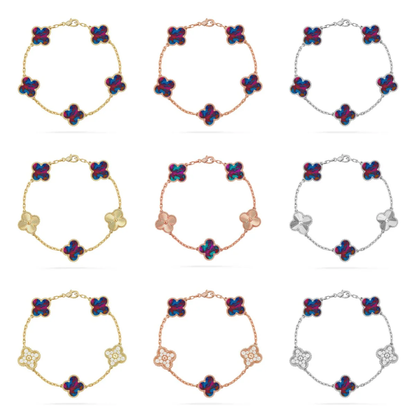 [⭐Sparkve]CLOVER 5 MOTIF COLOR GEMSTONES BRACELET COLLECTION