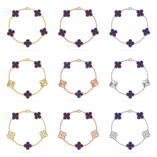 [⭐Sparkve]CLOVER 5 MOTIF COLOR GEMSTONES BRACELET COLLECTION