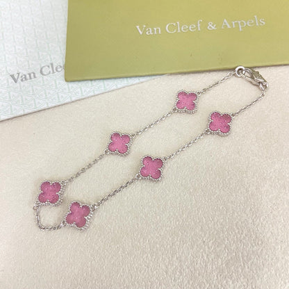 [⭐Sparkve]2026 NEW CLOVER 6 MOTIF BUBBLE PINK ENAMEL BRACELET