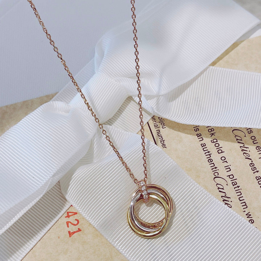 [⭐Sparkve]TRINITY NECKLACE GOLD  DIAMONDS