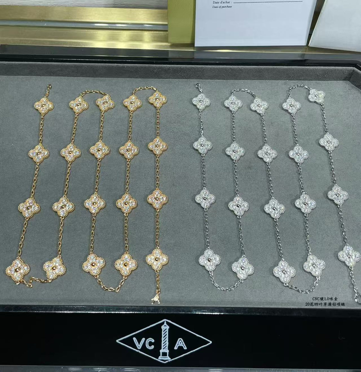 [⭐Sparkve]CLOVER 20 MOTIFS FULL-DIAMOND NECKLACE