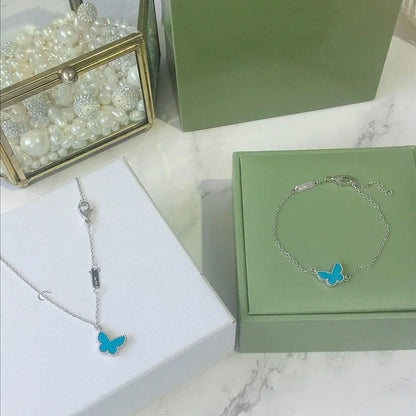 [⭐Sparkve]BUTTERFLY TURQUOISE BUTTERFLY BRACELET SILVER