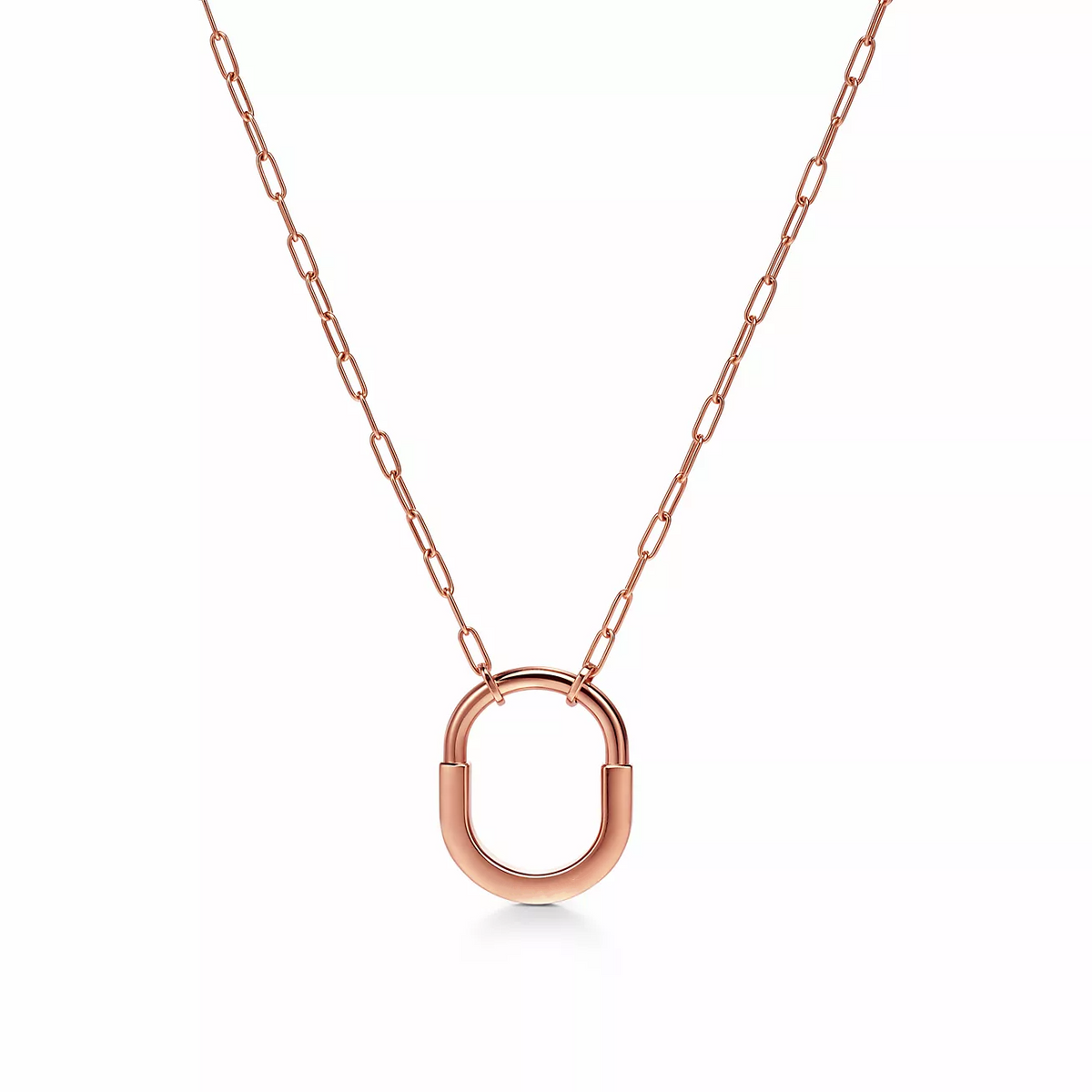 [⭐Sparkve Jewels]LOCK MEDIUM PENDANT PINK DIAMOND PINK GOLD NECKLACE