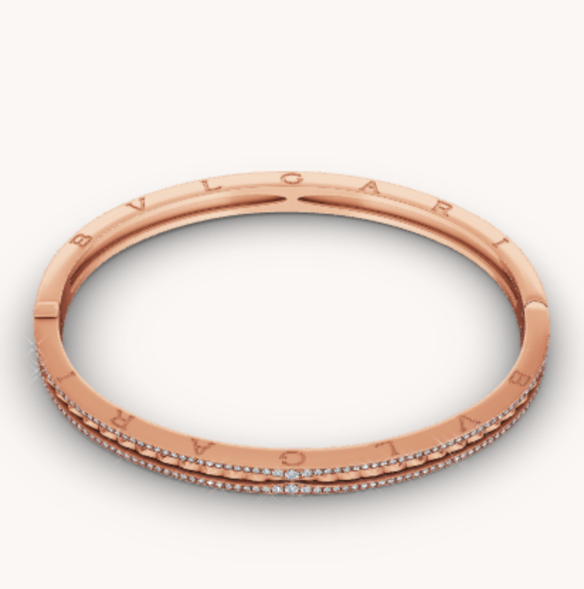 [⭐Sparkve]ZERO 1 SPIRAL AND PAVED DIAMOND PINK GOLD BRACELET