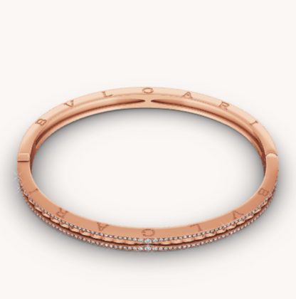 [⭐Sparkve]ZERO 1 SPIRAL AND PAVED DIAMOND PINK GOLD BRACELET