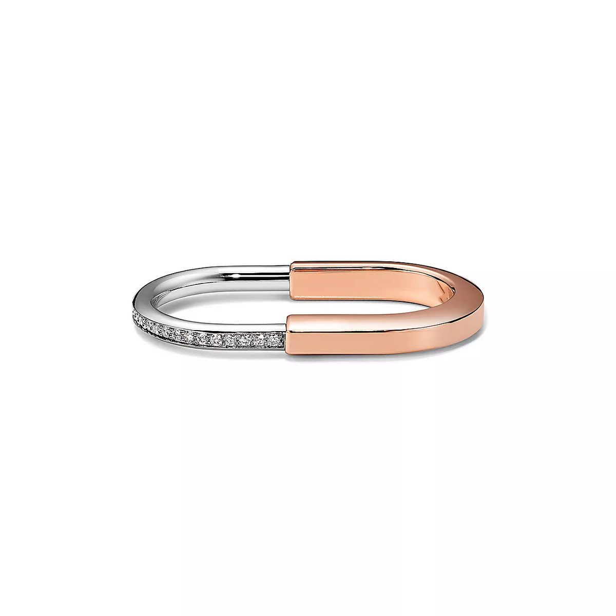 [⭐Sparkve Jewels]LOCK RING TOW-FINGER ROSE AND WHITE GOLD DIAMONDS