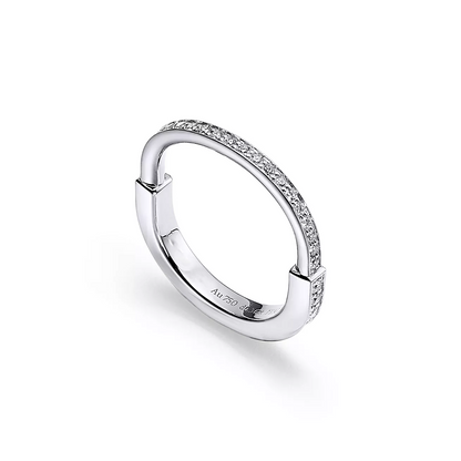 [⭐Sparkve Jewels]LOCK RING SILVER DIAMOND PAVED