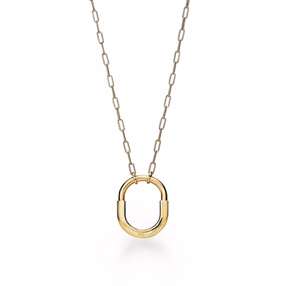 [⭐Sparkve Jewels]LOCK NECKLACE MEDIUM PENDANT GOLD PAVED DIAMONDS