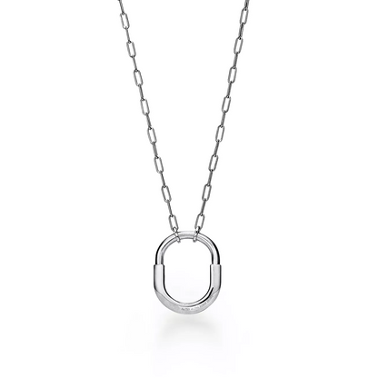 [⭐Sparkve Jewels]LOCK NECKLACE MEDIUM PENDANT SILVER PAVED DIAMONDS