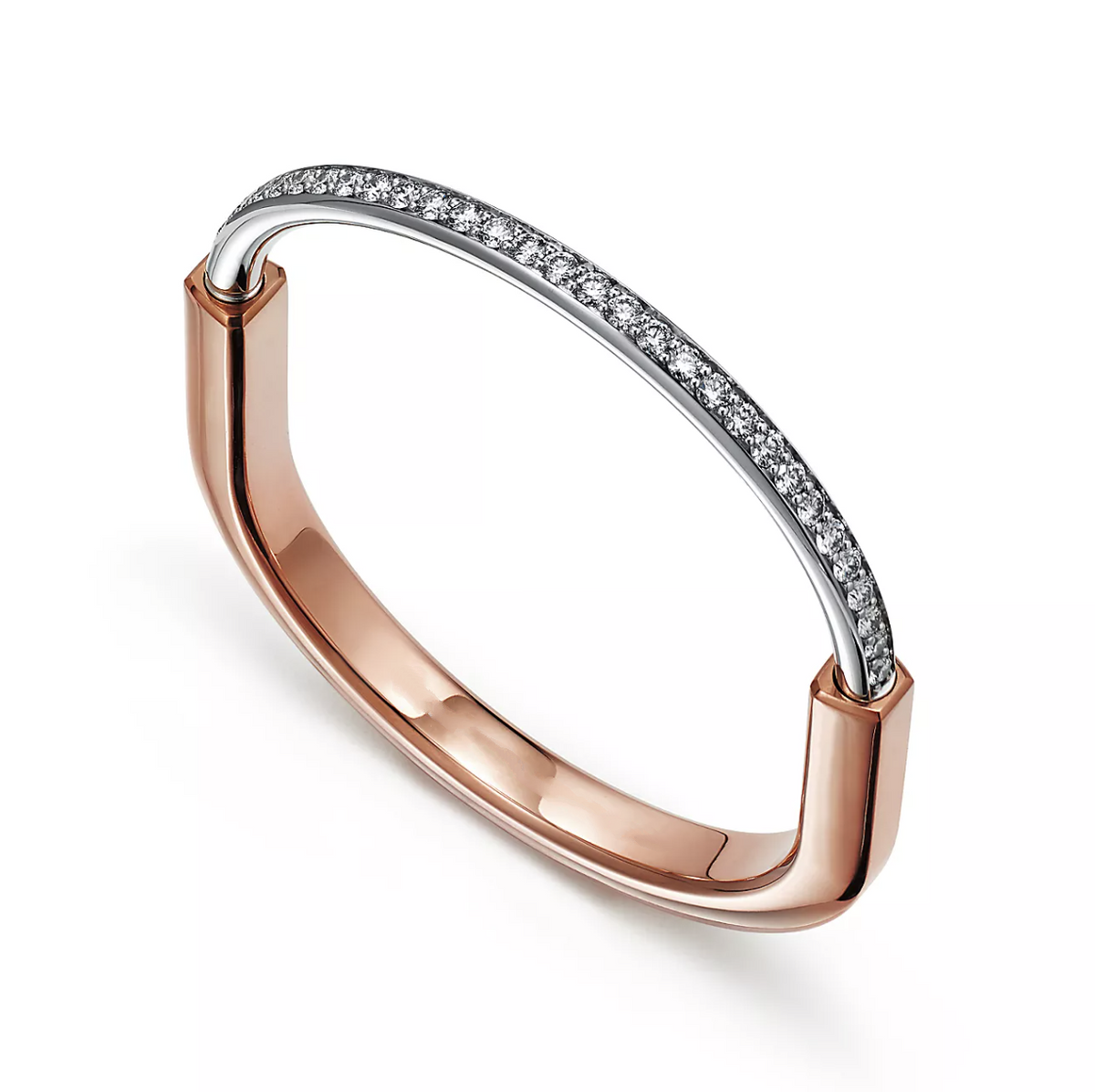 [⭐Sparkve Jewels]LOCK BRACELET ROSE AND WHITE GOLD DIAMOND