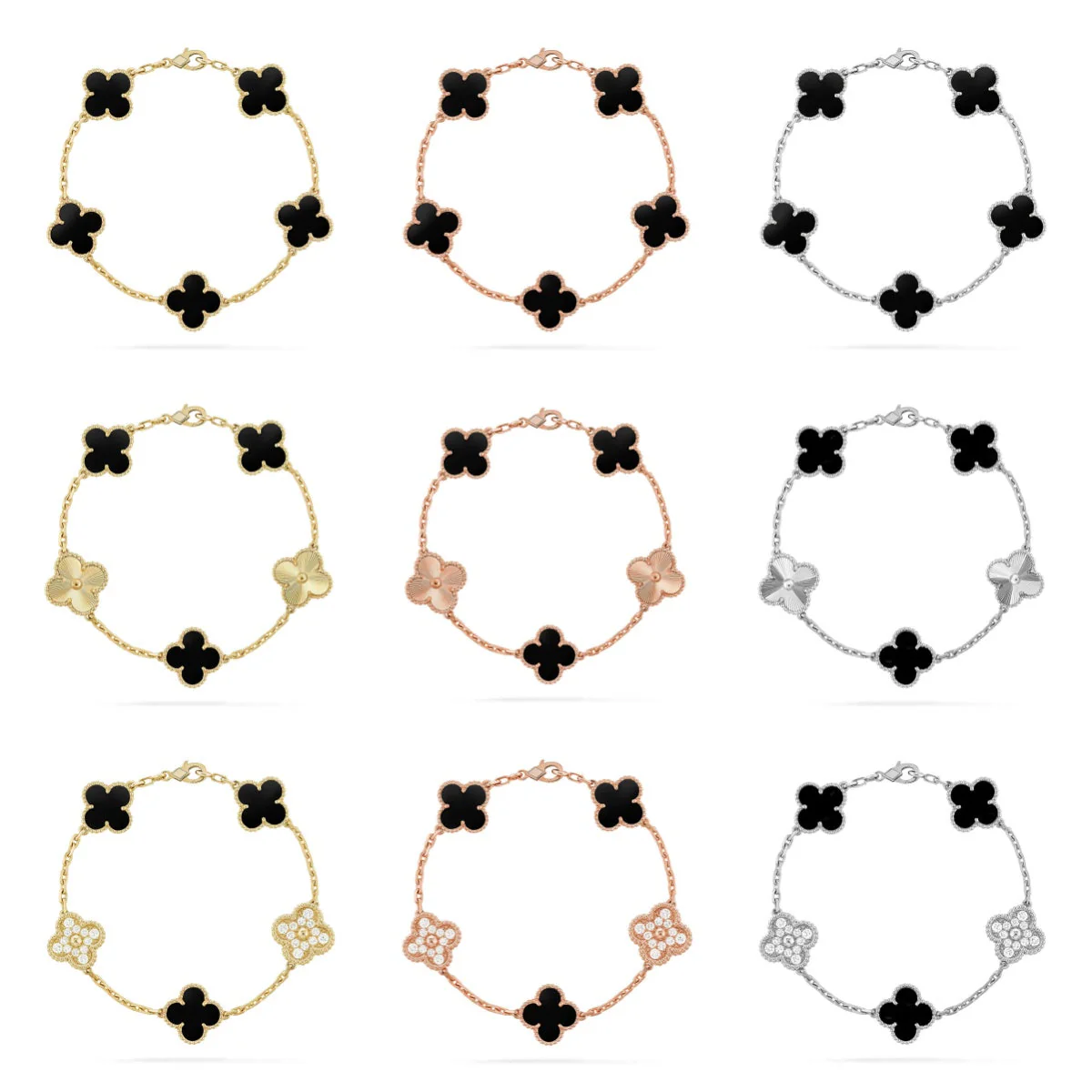[⭐Sparkve] CLOVER 5 MOTIF ONYXS BRACELET COLLECTION