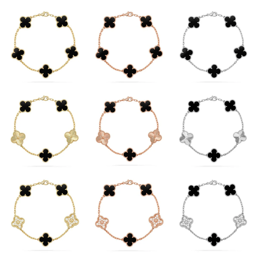 [⭐Sparkve] CLOVER 5 MOTIF ONYXS BRACELET COLLECTION