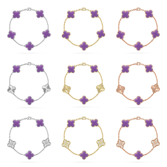 [⭐Sparkve]CLOVER 5 MOTIF LIGHT PURPLE BRACELET COLLECTION