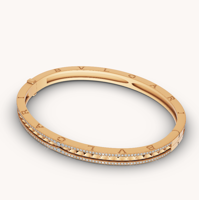 [⭐Sparkve]ZERO 1 SPIRAL AND PAVED DIAMOND GOLD BRACELET