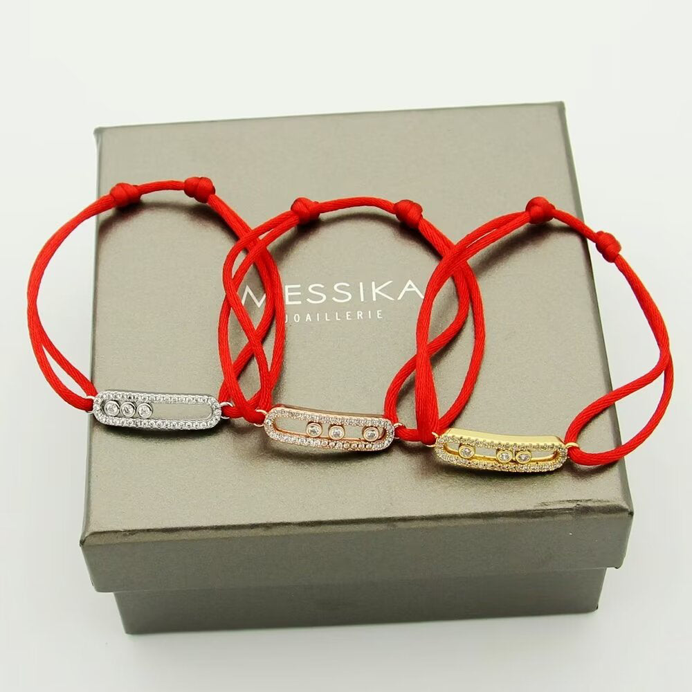 [⭐Sparkve]Messika Care(s) pink cord pavé bracelet