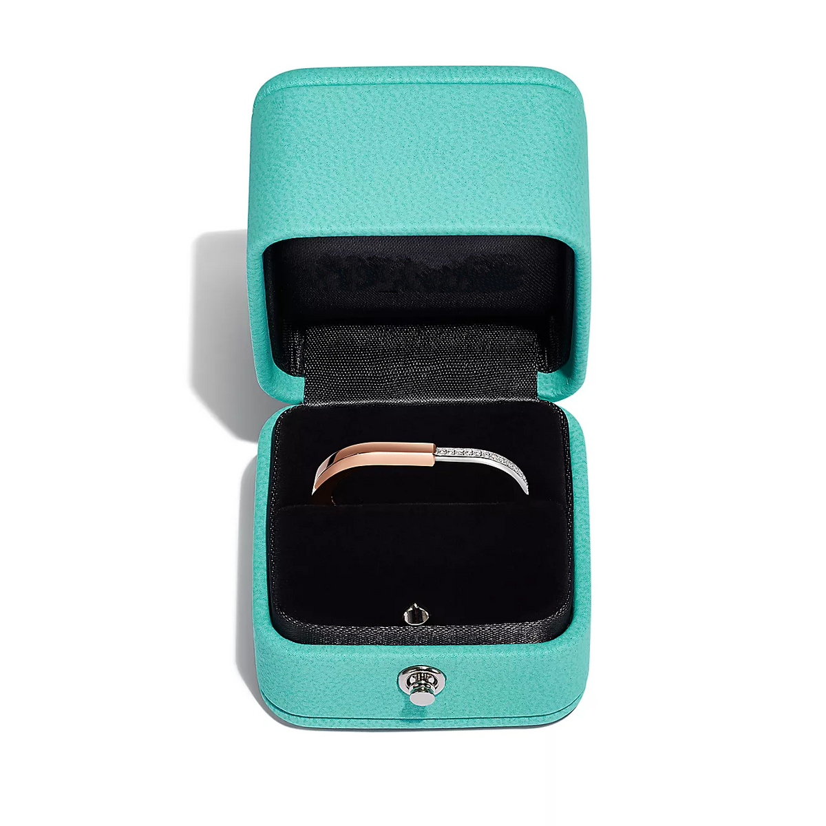 [⭐Sparkve Jewels]LOCK RING TOW-FINGER ROSE AND WHITE GOLD DIAMONDS