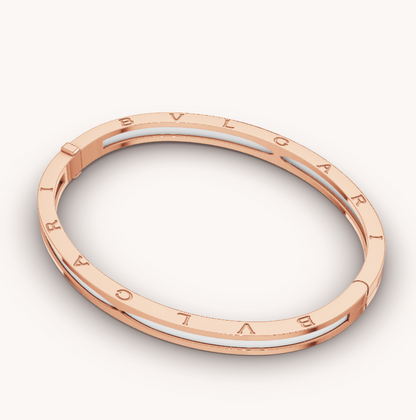 [⭐Sparkve]ZERO 1 PINK GOLD WITH WHITE CERAMIC BRACELET