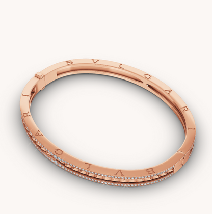 [⭐Sparkve]ZERO 1 SPIRAL AND PAVED DIAMOND PINK GOLD BRACELET