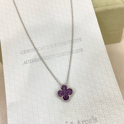 [⭐Sparkve]NEW 15MM PURPLE SAND-GOLD FOUR-LEAF CLOVER NECKLACE