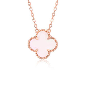 [⭐Sparkve]CLOVER 15MM PINK MOTHER-OF-PEARL SINGLE FLOWER NECKLACE