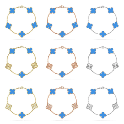 [⭐Sparkve] CLOVER 5 MOTIF BLUE AGATE BRACELET COLLECTION