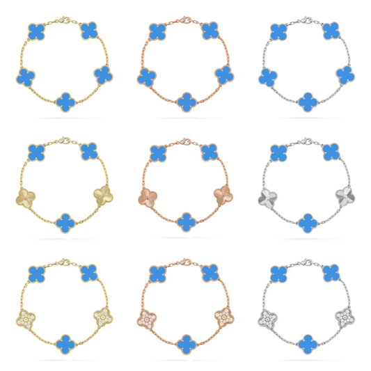 [⭐Sparkve] CLOVER 5 MOTIF BLUE AGATE BRACELET COLLECTION