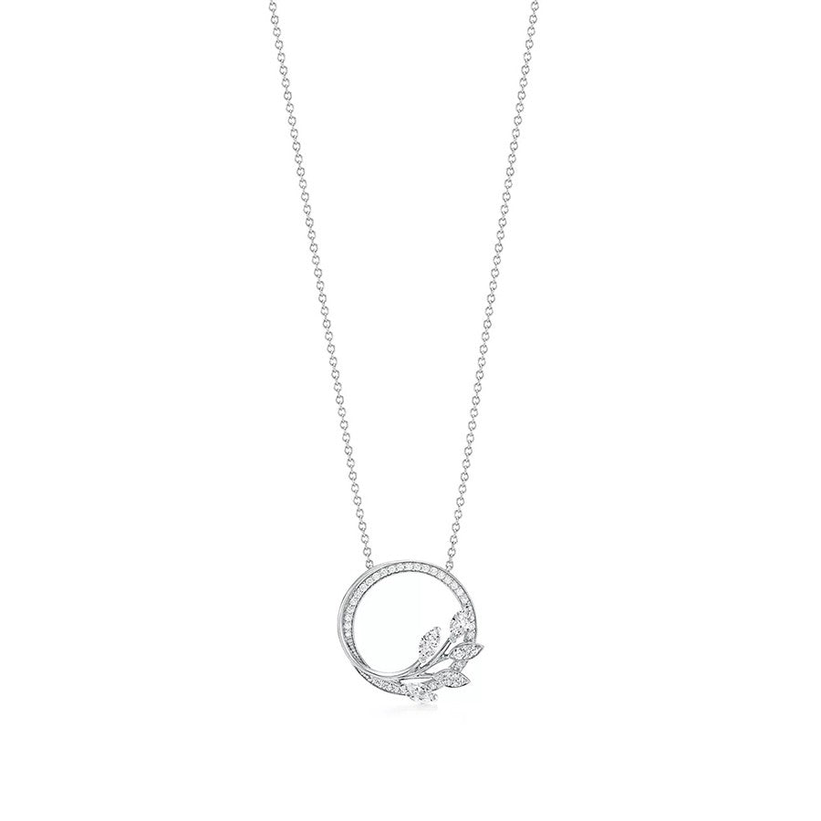 [⭐Sparkve Jewels]DIAMOND VINE CIRCLE PENDANT PLATINUM NECKLACE