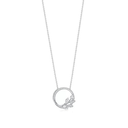 [⭐Sparkve Jewels]DIAMOND VINE CIRCLE PENDANT PLATINUM NECKLACE
