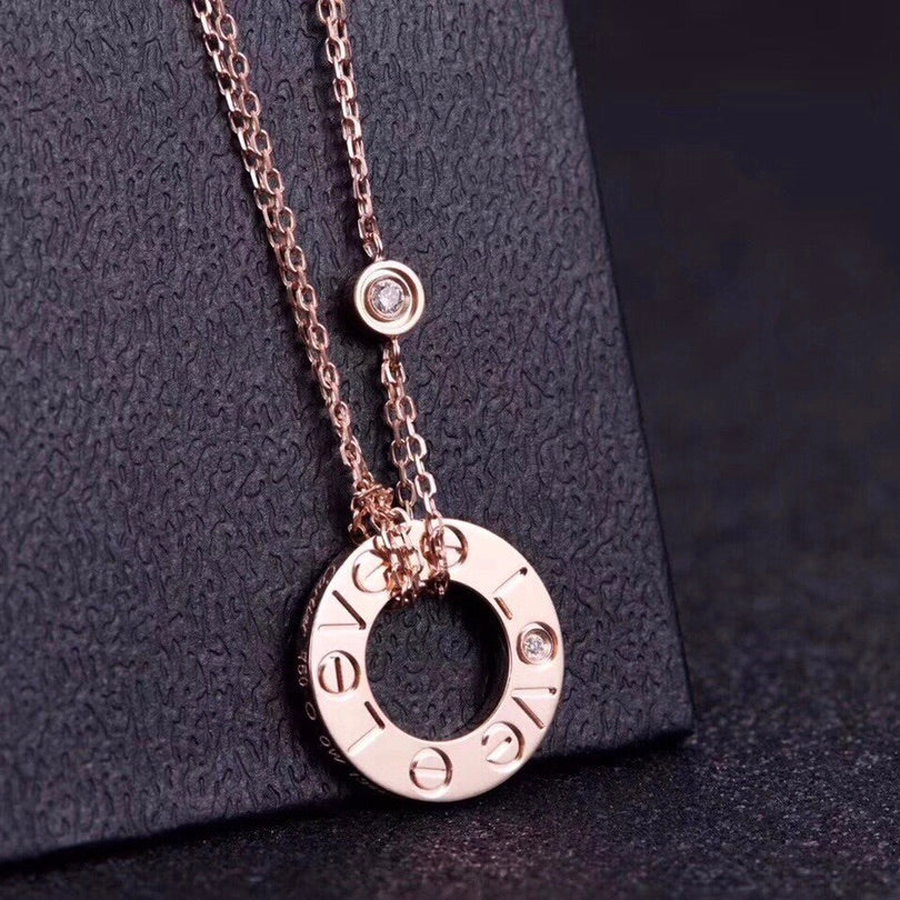 [⭐Sparkve]LOVE NECKLACE 16MM 2 DIAMONDS