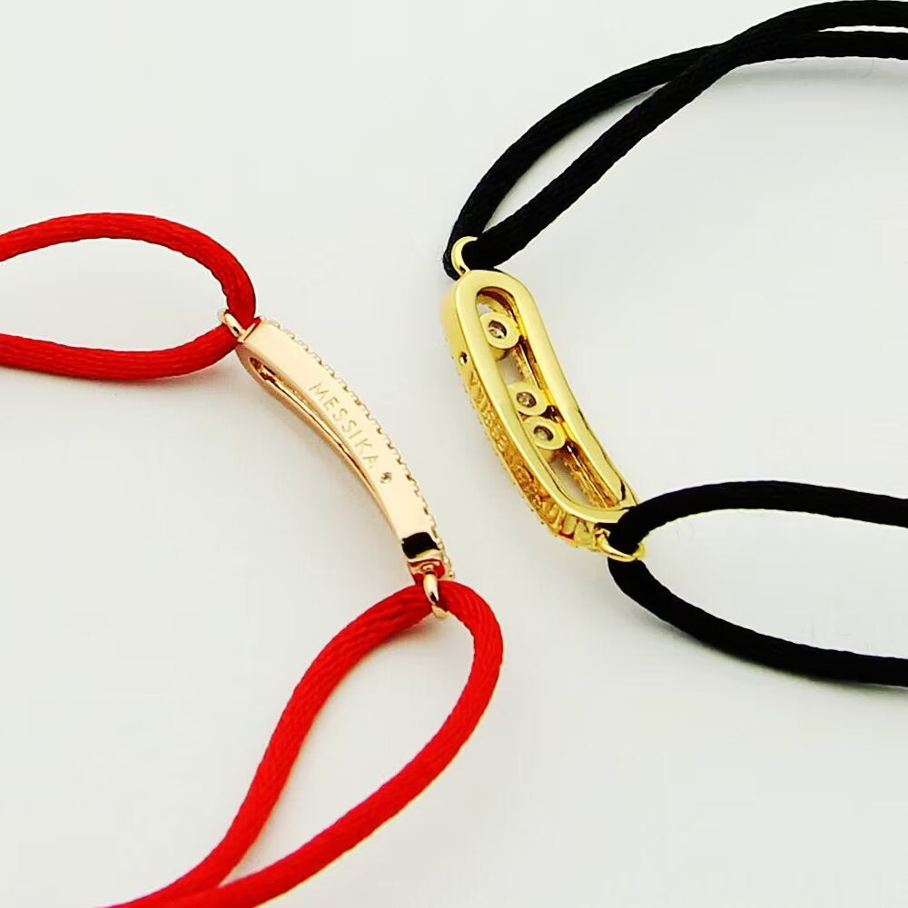 [⭐Sparkve]Messika Care(s) pink cord pavé bracelet