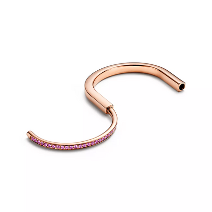 [⭐Sparkve Jewels]LOCK BRACELET ROSE DIAMOND PINK GOLD