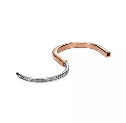 [⭐Sparkve Jewels]LOCK BRACELET ROSE AND WHITE GOLD DIAMOND