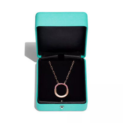 [⭐Sparkve Jewels]LOCK MEDIUM PENDANT PINK DIAMOND PINK GOLD NECKLACE