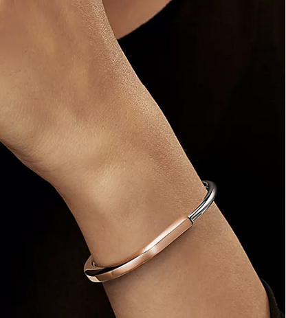 [⭐Sparkve Jewels]LOCK BRACELET ROSE AND WHITE GOLD