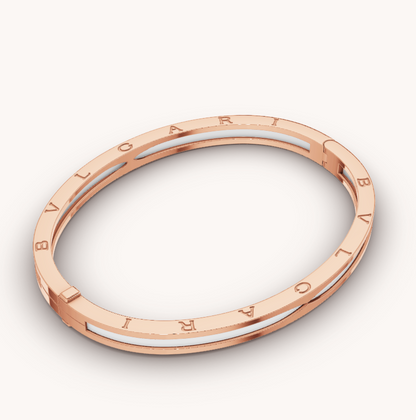 [⭐Sparkve]ZERO 1 PINK GOLD WITH WHITE CERAMIC BRACELET