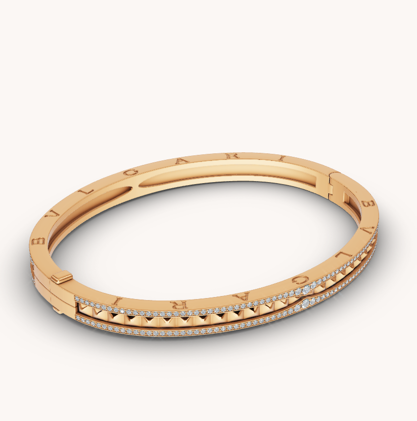 [⭐Sparkve]ZERO 1 SPIRAL AND PAVED DIAMOND GOLD BRACELET