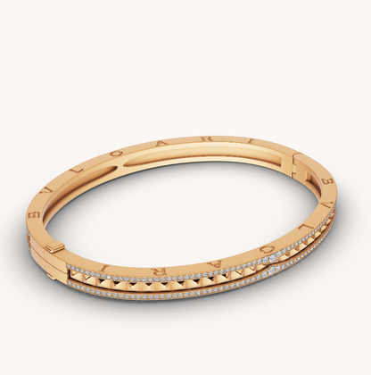 [⭐Sparkve]ZERO 1 SPIRAL AND PAVED DIAMOND GOLD BRACELET