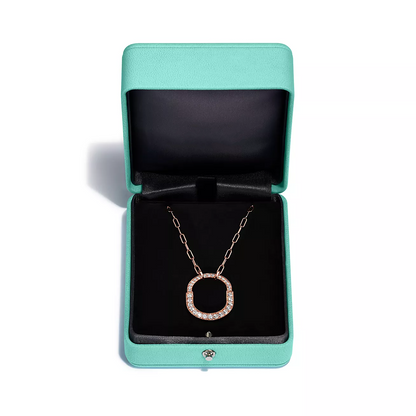 [⭐Sparkve Jewels]LOCK NECKLACE MEDIUM PENDANT PINK GOLD PAVED DIAMONDS