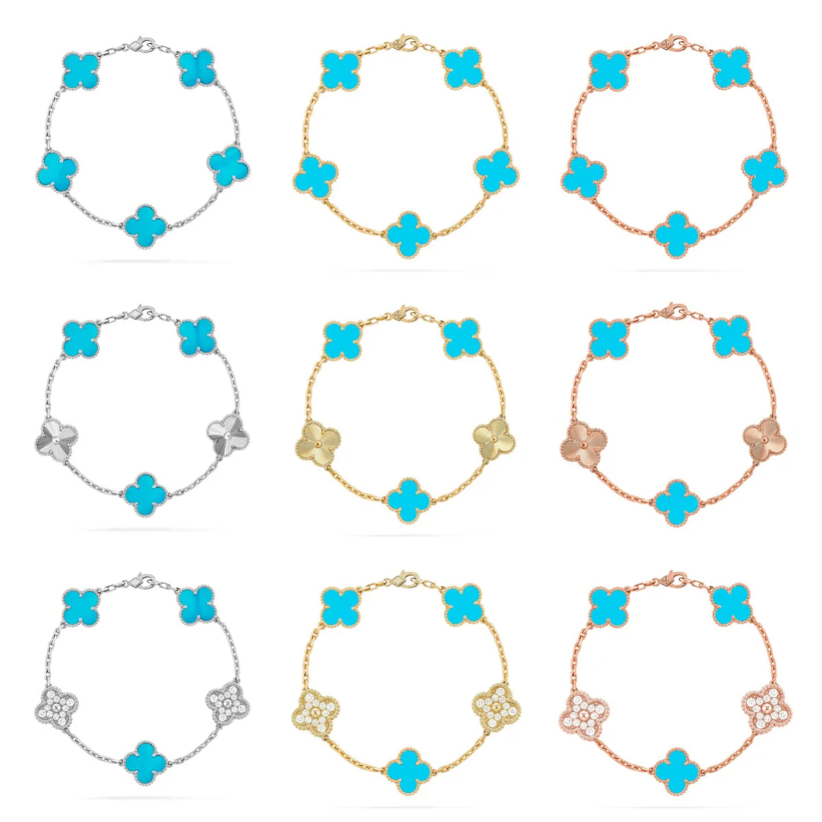 [⭐Sparkve] CLOVER 5 MOTIF TURQUOISE BRACELET COLLECTION