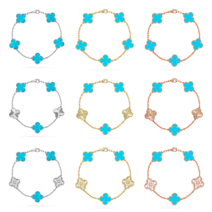 [⭐Sparkve] CLOVER 5 MOTIF TURQUOISE BRACELET COLLECTION