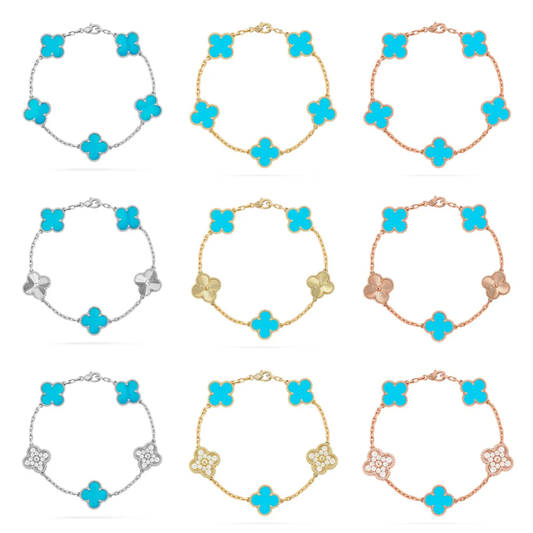 [⭐Sparkve] CLOVER 5 MOTIF TURQUOISE BRACELET COLLECTION