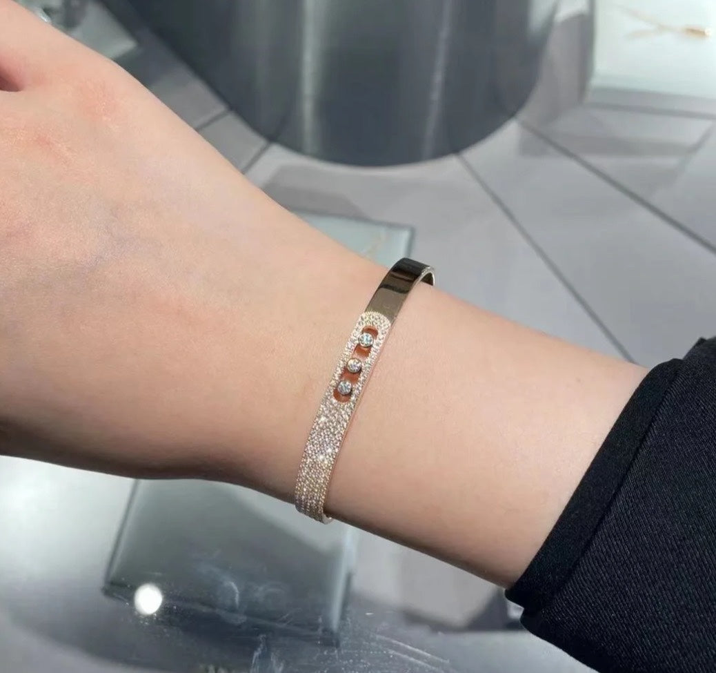 [⭐Sparkve]Move Noa Rose Gold Pavé Diamond Bangle Bracelet