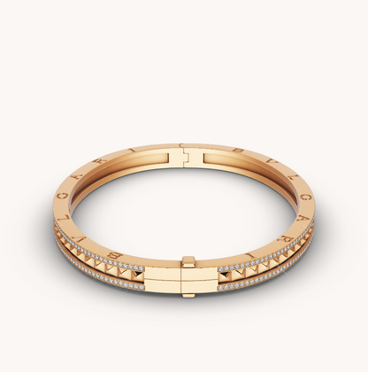 [⭐Sparkve]ZERO 1 SPIRAL AND PAVED DIAMOND GOLD BRACELET