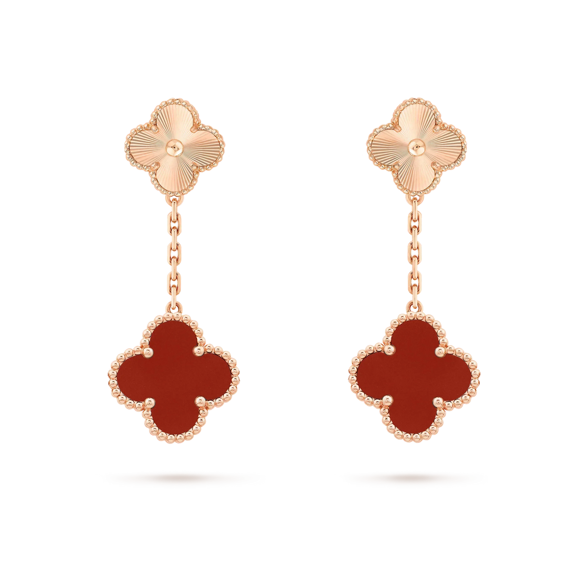 [⭐Sparkve]CLOVER 2 MOTIF  LASER CARNELIAN EARRINGS