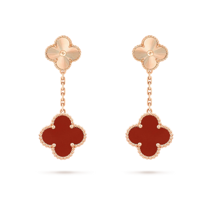 [⭐Sparkve]CLOVER 2 MOTIF  LASER CARNELIAN EARRINGS