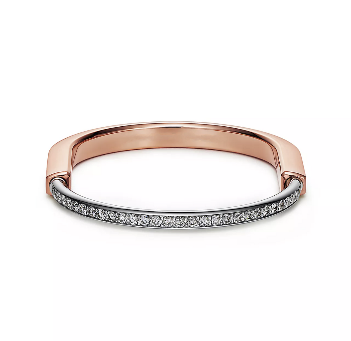 [⭐Sparkve Jewels]LOCK BRACELET ROSE AND WHITE GOLD DIAMOND