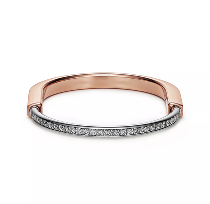 [⭐Sparkve Jewels]LOCK BRACELET ROSE AND WHITE GOLD DIAMOND