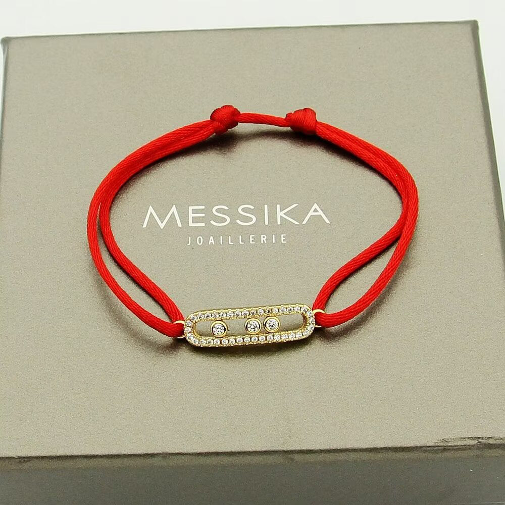 [⭐Sparkve]Messika Care(s) pink cord pavé bracelet